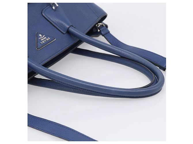 PRADA Vitterodino Tote Bag Leder 2way Blau Silber - Ansicht 7