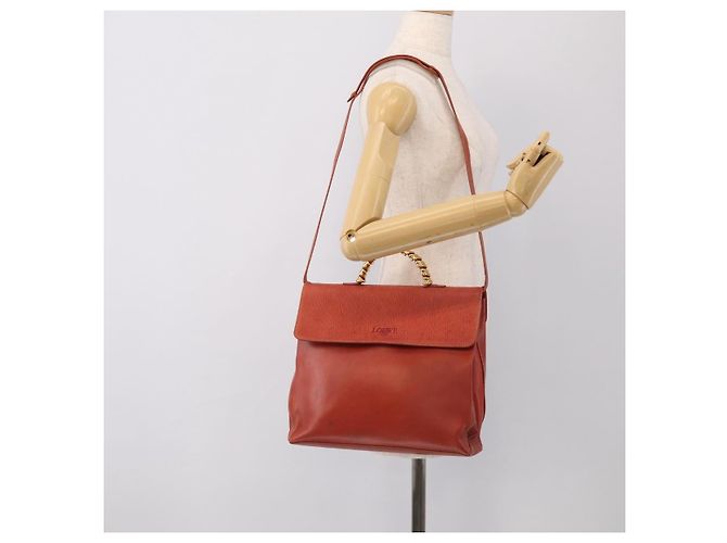 LOEWE Velazquez Hand Bag Leather 2way Orange Gold Tone - vista 23