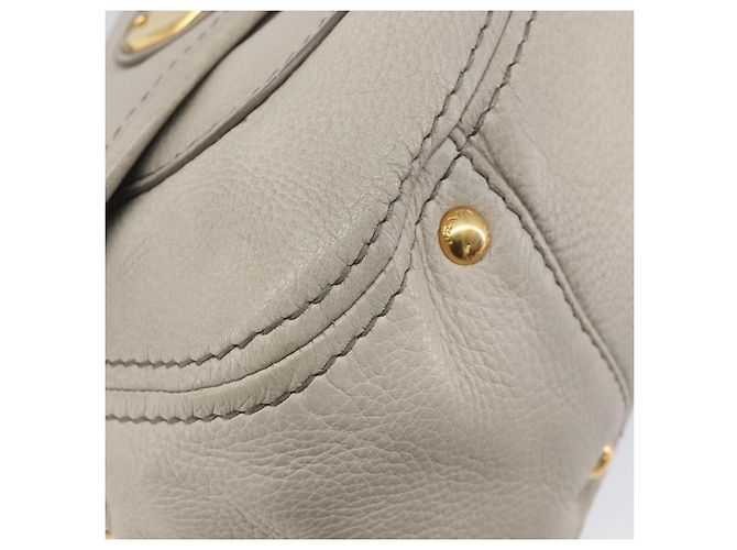 PRADA Chain Shoulder Bag Vittero Dino Leather Beige Gold - vista 16