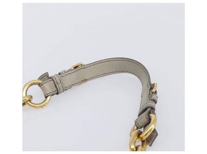 PRADA Chain Shoulder Bag Vittero Dino Leather Beige Gold - vista 8