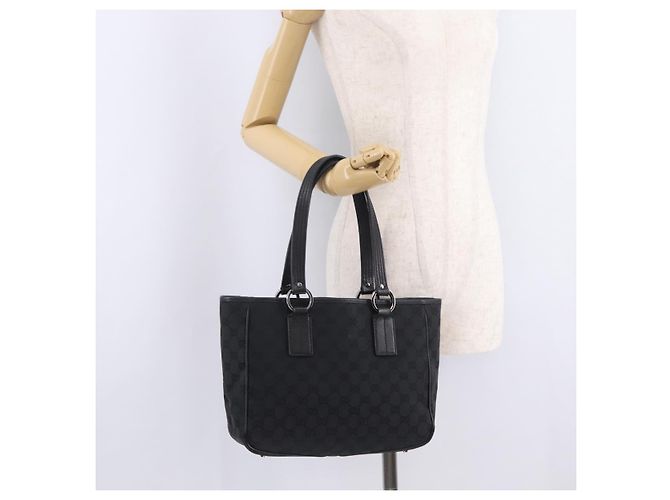 GUCCI Bolso Tote de Lona GG Negro Plata 113019 - vista 21