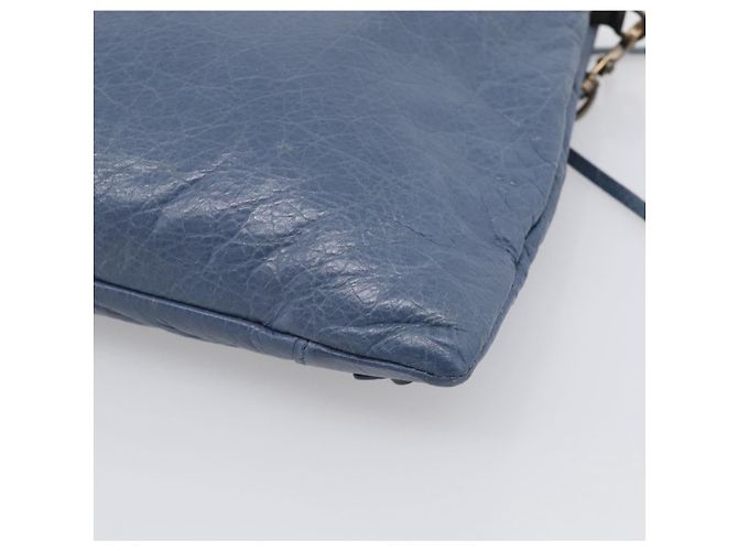 Balenciaga Classic Envelope Shoulder Bag Leather Navy Silver 319376 - view 12