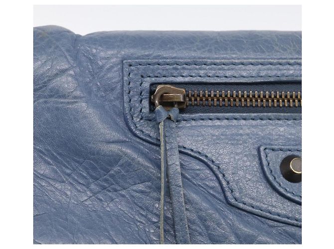 Balenciaga Classic Envelope Shoulder Bag Leather Navy Silver 319376 - view 14