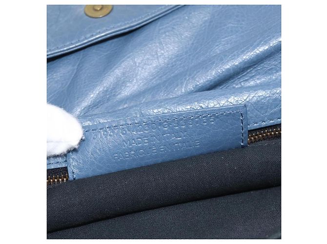 Balenciaga Classic Envelope Shoulder Bag Leather Navy Silver 319376 - view 24