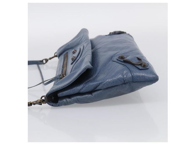 Balenciaga Classic Envelope Shoulder Bag Leather Navy Silver 319376 - view 4