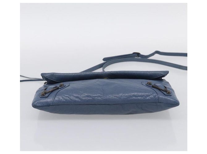Balenciaga Classic Envelope Shoulder Bag Leather Navy Silver 319376 - view 9