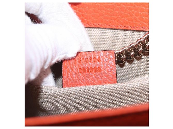 GUCCI Interlocking G Chain Bag Leather Outlet Orange Gold 510304 - vista 11