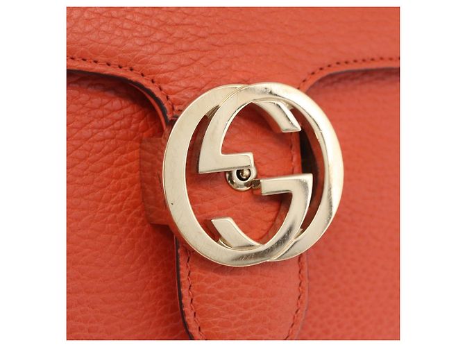 GUCCI Interlocking G Chain Bag Leather Outlet Orange Gold 510304 - vista 18