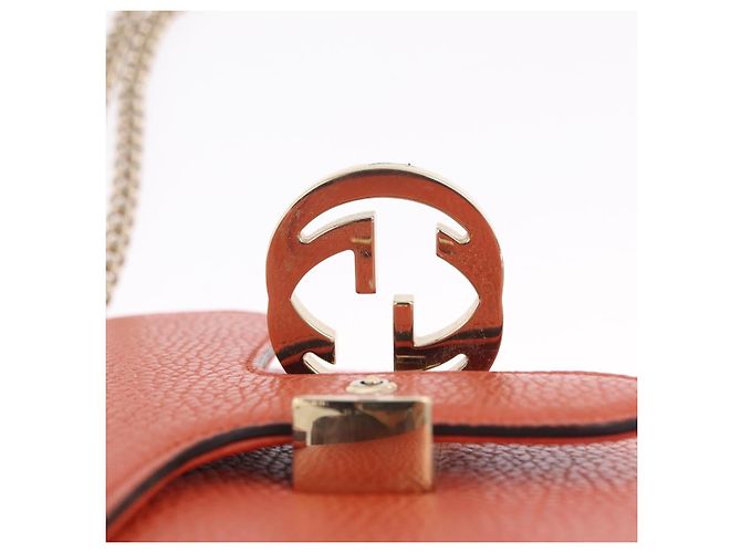 GUCCI Interlocking G Chain Bag Leather Outlet Orange Gold 510304 - vista 19