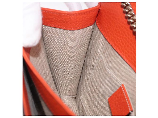 GUCCI Interlocking G Chain Bag Leather Outlet Orange Gold 510304 - vista 23