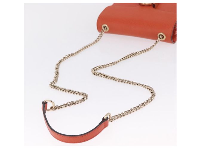 GUCCI Interlocking G Chain Bag Leather Outlet Orange Gold 510304 - vista 7