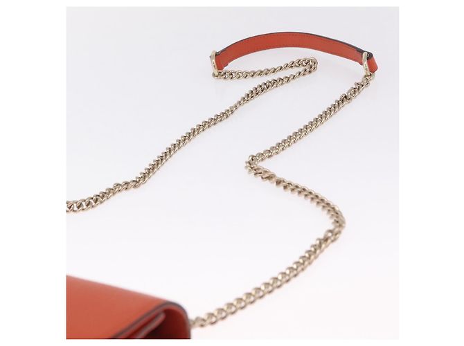 GUCCI Interlocking G Chain Bag Leather Outlet Orange Gold 510304 - vista 8