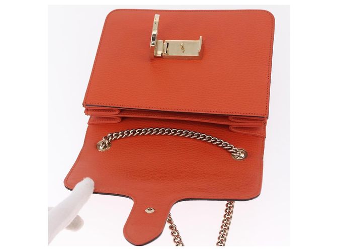 GUCCI Interlocking G Chain Bag Leather Outlet Orange Gold 510304 - vista 9