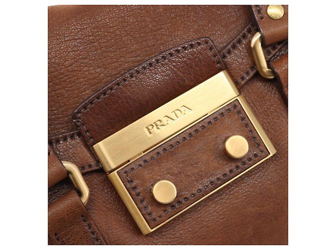 Tote PRADA Shopper Leder Braun Gold BR3027 - Ansicht 20
