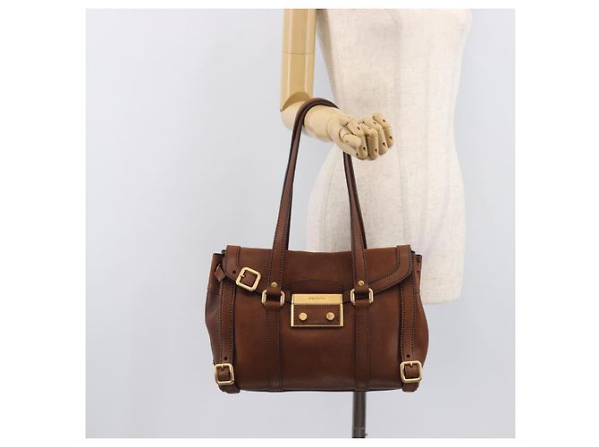Tote PRADA Shopper Leder Braun Gold BR3027 - Ansicht 28