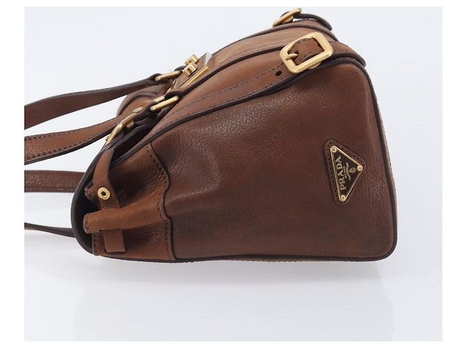 Tote PRADA Shopper Leder Braun Gold BR3027 - Ansicht 5
