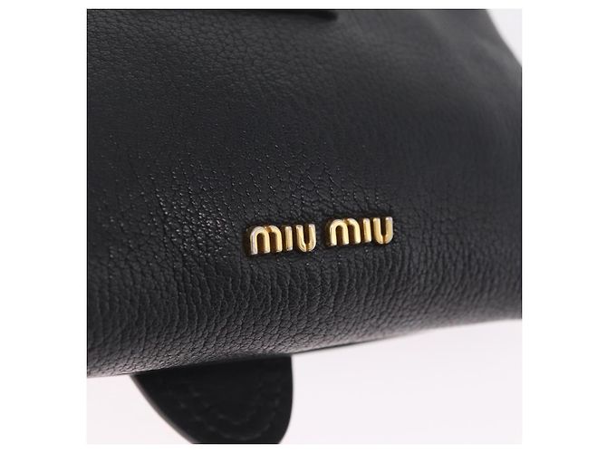 Miu Miu Chain Bijoux Shoulder Bag Leather Black Gold - vista 18