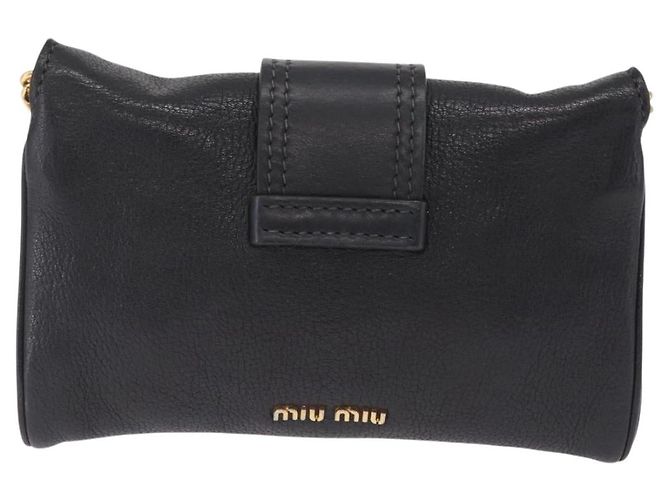 Miu Miu Chain Bijoux Shoulder Bag Leather Black Gold - vista 2