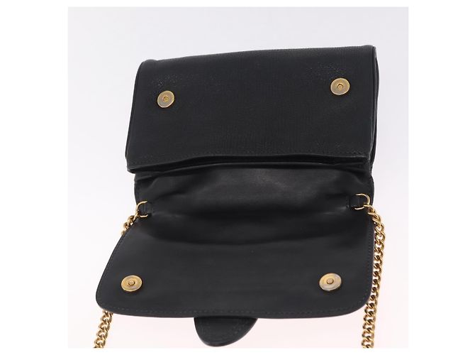 Miu Miu Chain Bijoux Shoulder Bag Leather Black Gold - vista 9