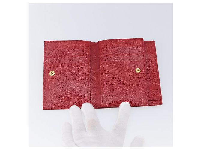 Billetera PRADA Bifold piel Saffiano Rojo Oro - vista 10