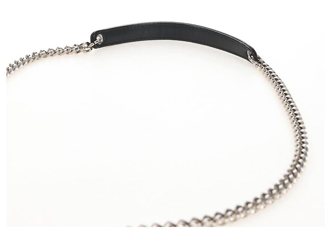Christian Dior Chain Shoulder Bag Leather Black Silver - vista 10