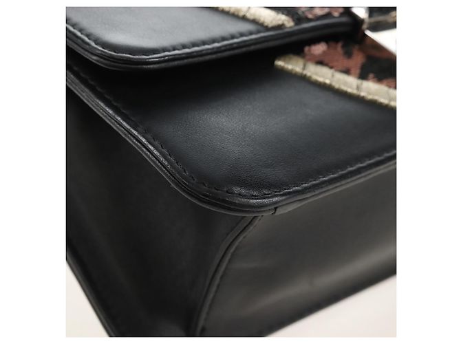 Christian Dior Chain Shoulder Bag Leather Black Silver - vista 12