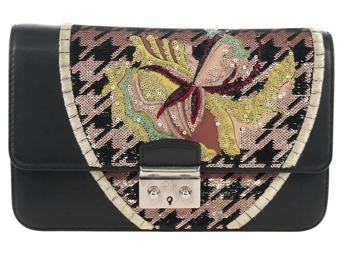 Christian Dior Chain Shoulder Bag Leather Black Silver - vista 2