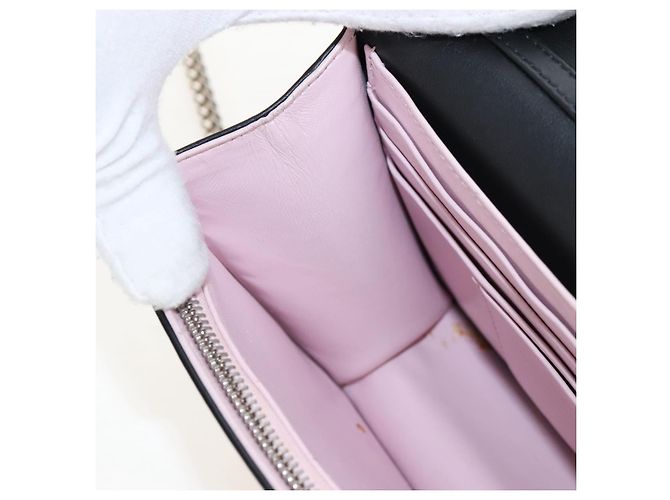 Christian Dior Chain Shoulder Bag Leather Black Silver - vista 22