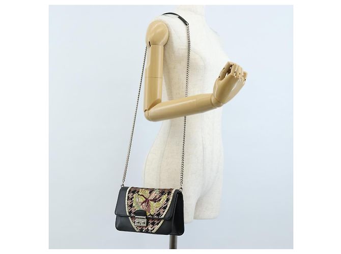 Christian Dior Chain Shoulder Bag Leather Black Silver - vista 29