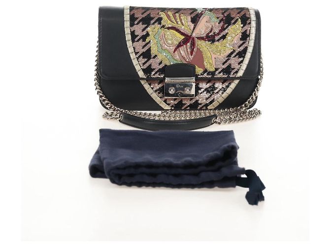 Christian Dior Chain Shoulder Bag Leather Black Silver - vista 30