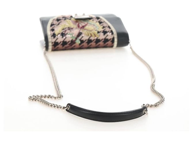 Christian Dior Chain Shoulder Bag Leather Black Silver - vista 9
