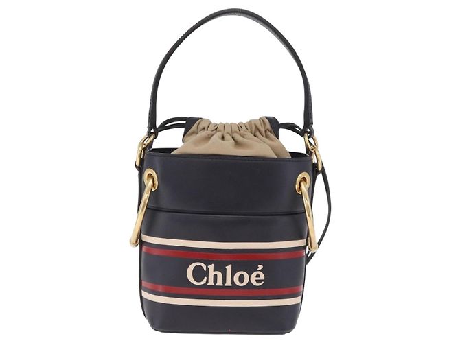 Chloé Chloe Hand Bag Leather Navy Gold - vista 13