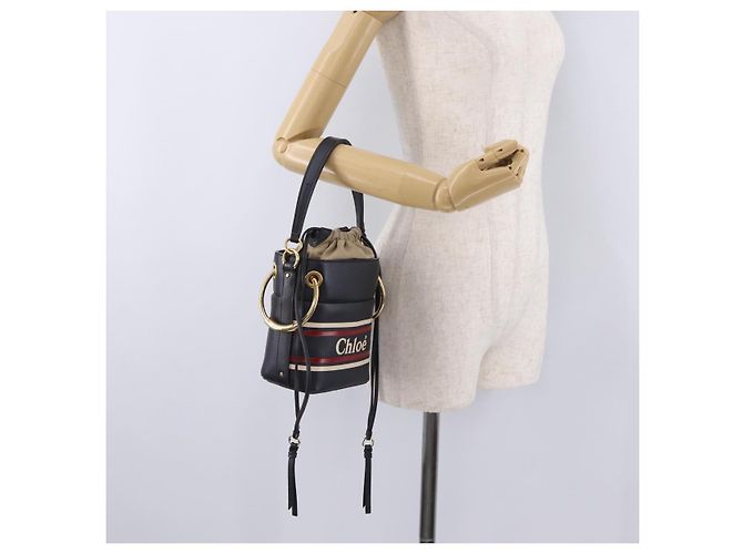 Chloé Chloe Hand Bag Leather Navy Gold - vista 23