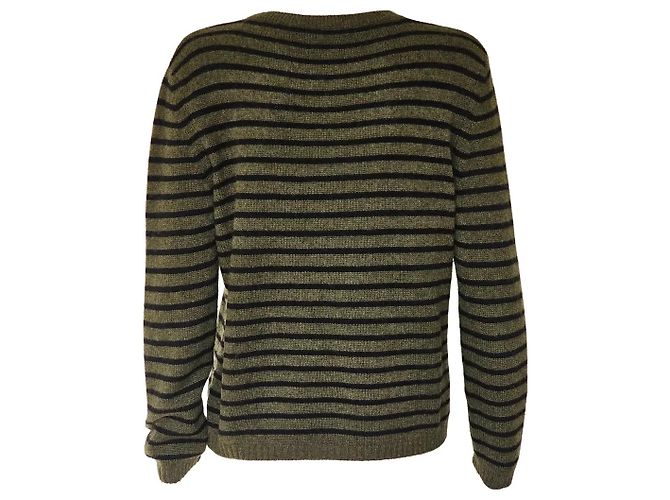 Christian Dior J'Adior 8 Marinière Kaschmirpullover Gestreift Olivgrün - Ansicht 3