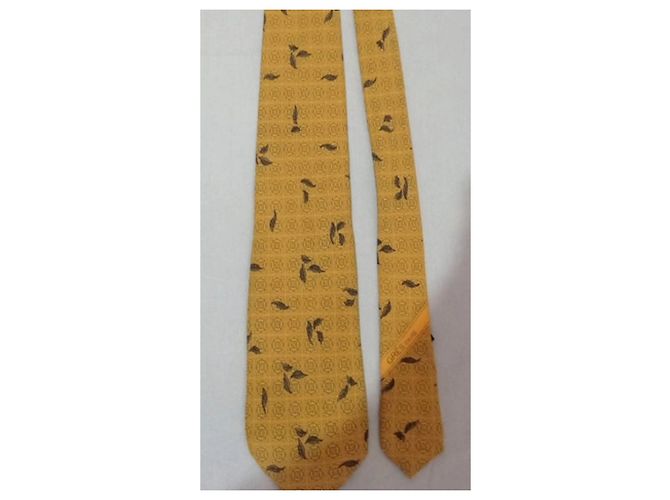 Autre Marque Gres Paris Silk Tie Yellow Leaf Pattern - view 11