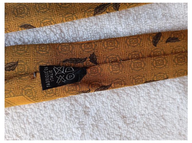 Autre Marque Gres Paris Silk Tie Yellow Leaf Pattern - view 15