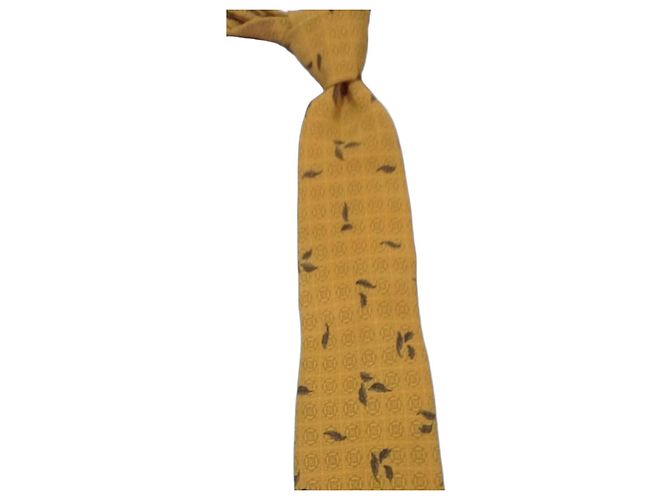 Autre Marque Gres Paris Silk Tie Yellow Leaf Pattern - view 2