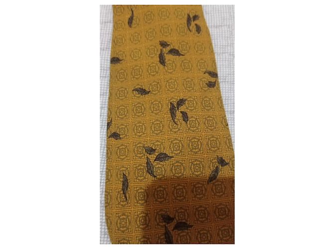 Autre Marque Gres Paris Silk Tie Yellow Leaf Pattern - view 6