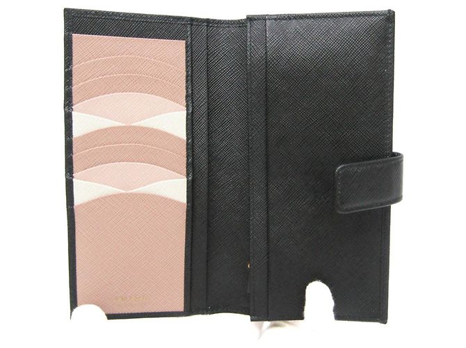 Portefeuille long en cuir Saffiano multicolore Prada - vue 4