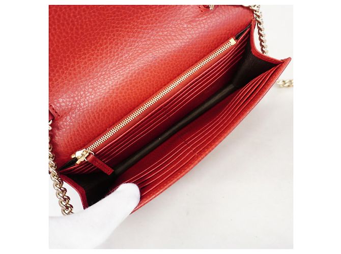 Portafoglio a spalla in pelle Gucci Interlocking G in rosso - vista 4