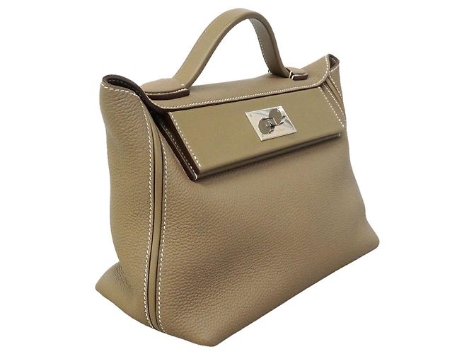 Hermès Borsa Hermes 24-Inch Togo Swift Etoupe - vista 2