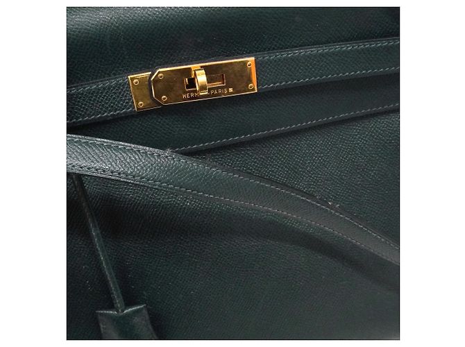 Hermès Borsa Hermes Kelly 32 in pelle Courchevel blu navy - vista 10