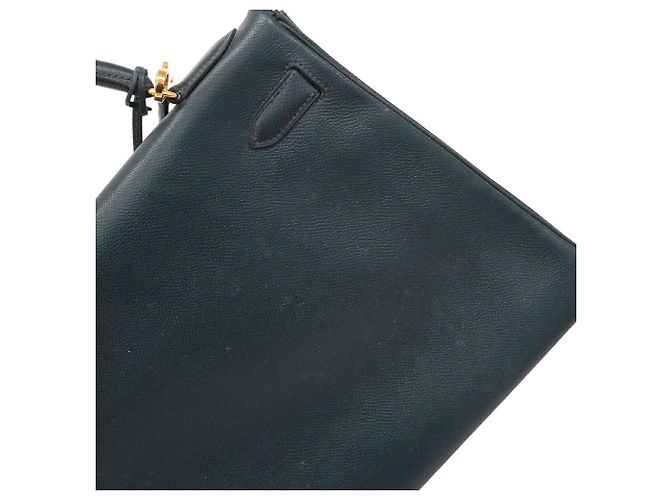 Hermès Borsa Hermes Kelly 32 in pelle Courchevel blu navy - vista 12