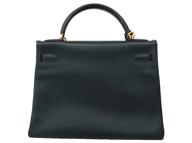 Hermès Borsa Hermes Kelly 32 in pelle Courchevel blu navy - vista 13