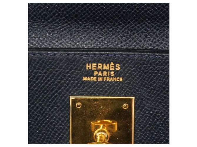 Hermès Borsa Hermes Kelly 32 in pelle Courchevel blu navy - vista 5
