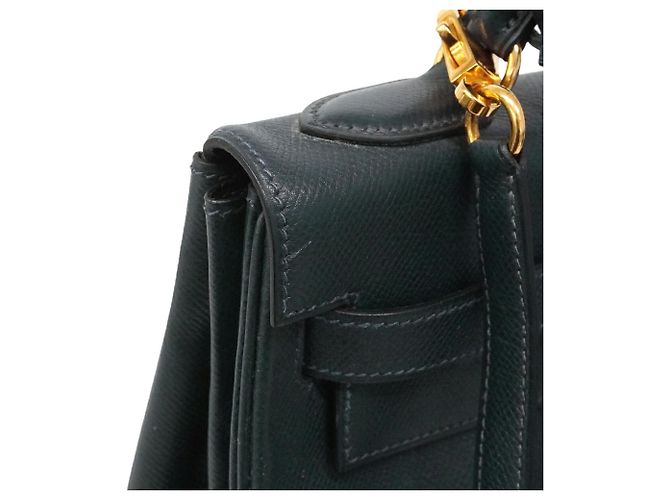 Hermès Borsa Hermes Kelly 32 in pelle Courchevel blu navy - vista 7