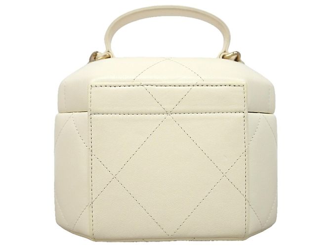 Bolso Vanity Chanel de piel de cordero marfil - vista 10