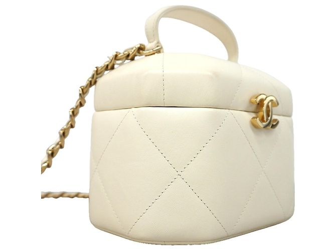 Bolso Vanity Chanel de piel de cordero marfil - vista 2