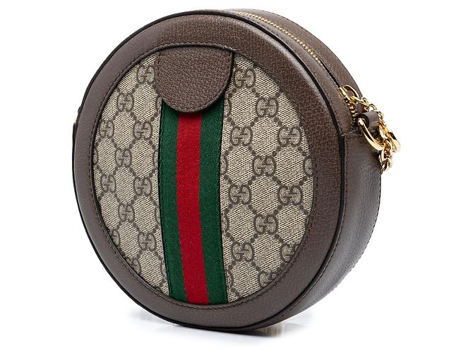 Gucci Mini Sac Bandoulière Rond Ophidia Web GG Supreme Beige - vue 2