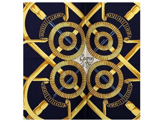 Pañuelo de seda Hermès Blue Eperon d Or 90 - vista 7